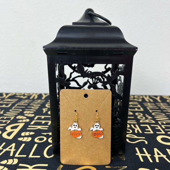 Halloween Earrings - Ghost & Pumpkin - Picture 2 of 3
